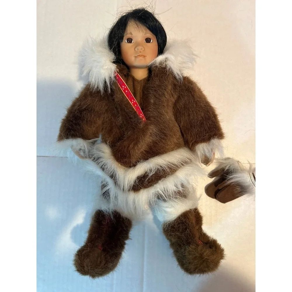 Vintage Inuit Style Doll with Faux Fur Outfit